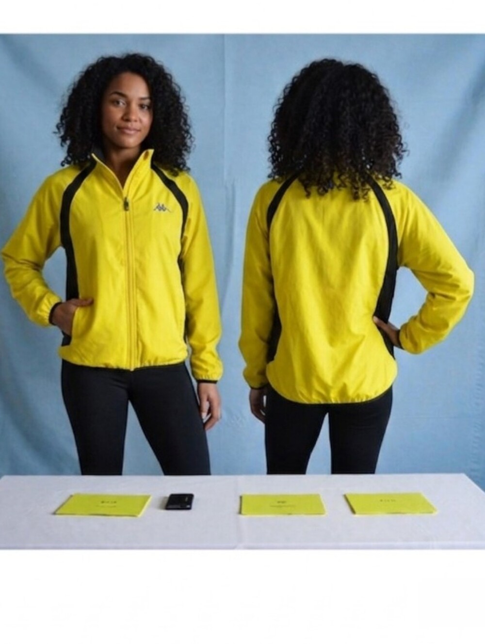 Kappa Sport "RARE" Women's Yellow/Black Full Zip Windbreaker Jacket